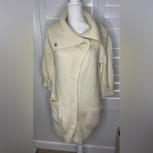 Shimmery Beige Wool Blend Long Sweater